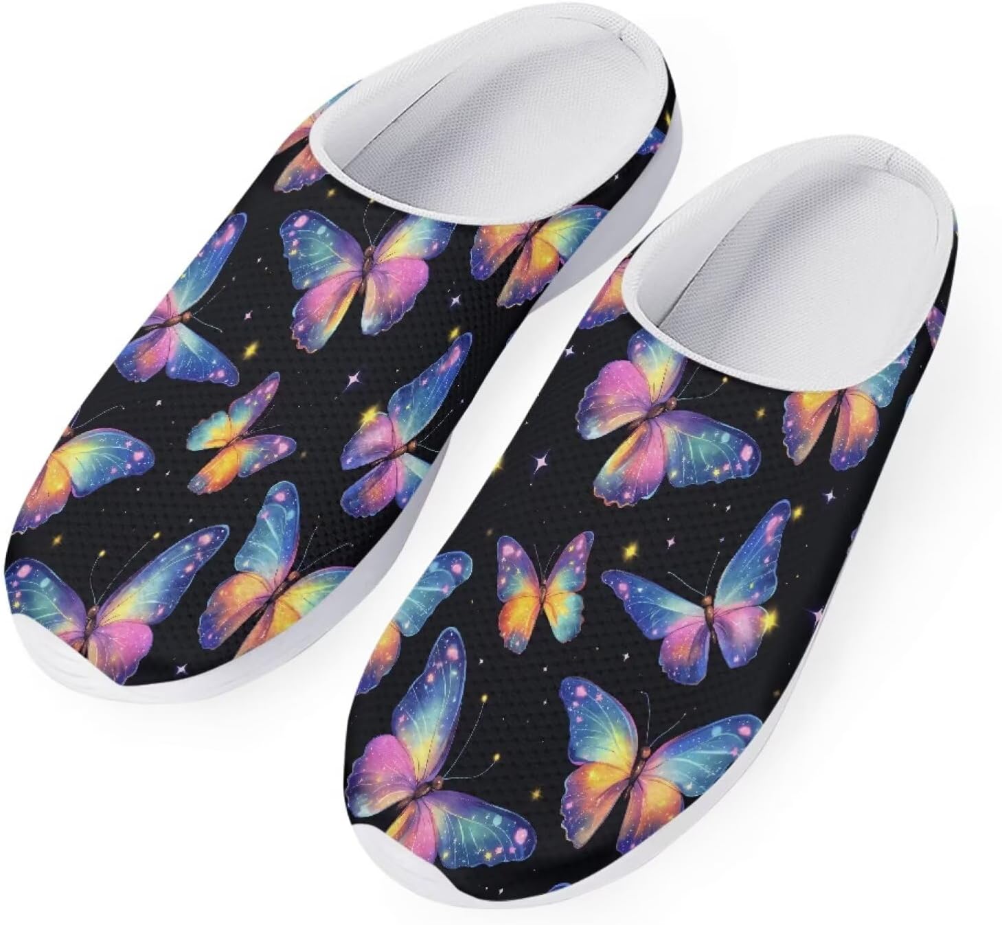 

Женские слипоны-мюли Forchrinse с милым Санта-Клаусом, мужские садовые сабо, сетчатые прогулочные туфли для повседневной носки, работы и спортзала, Butterfly Printed