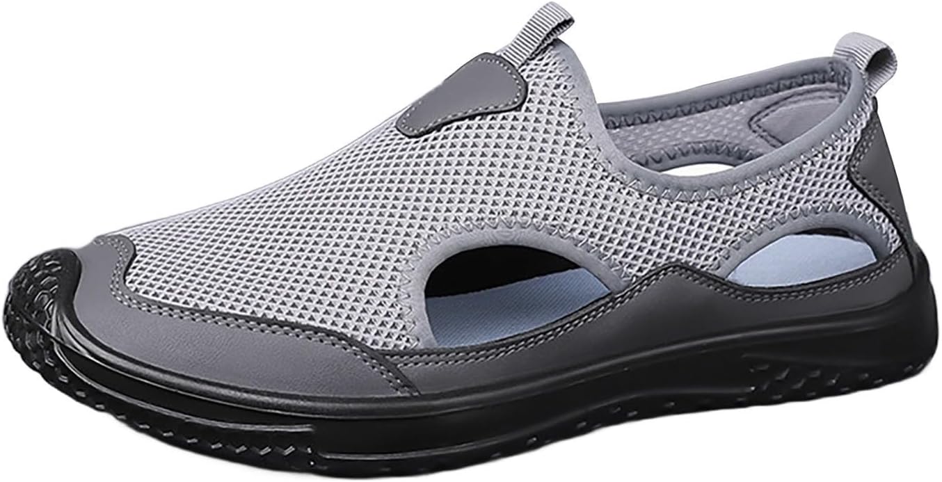 

Мужские повседневные пляжные сандалии с закрытым носком, с вырезами, для активного отдыха на улице, легкие летние прогулочные, дышащие сетчатые, без застежек, для походов и переходов по воде Generic, Gy2