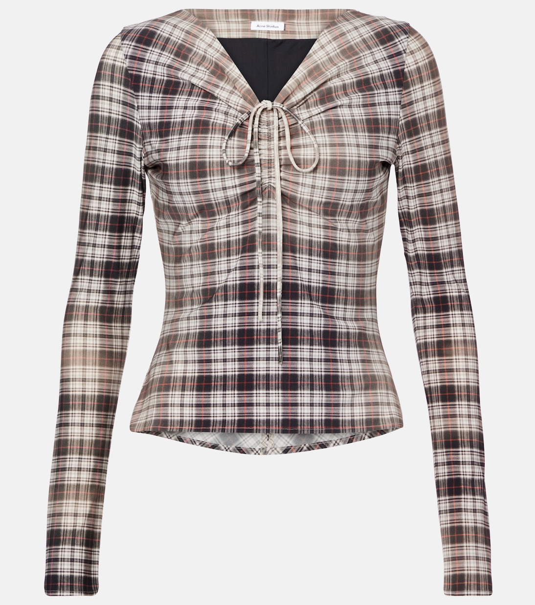 Клетчатый топ со сборками Acne Studios, Black/White
