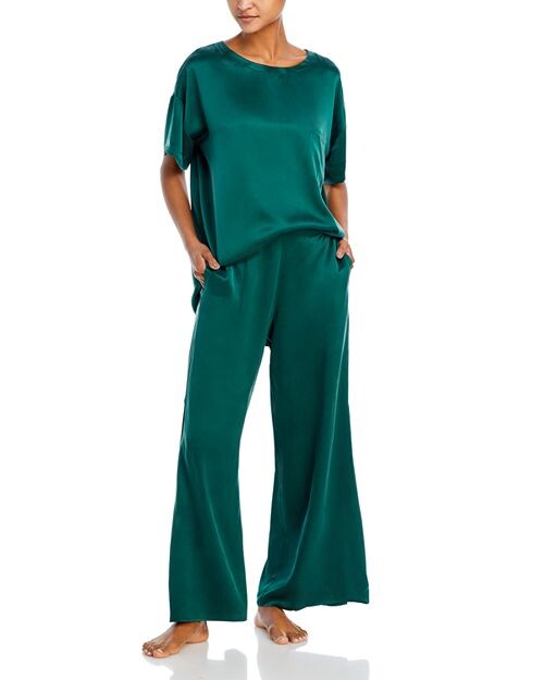 

Шелковый пижамный комплект Lunya, цвет Green
