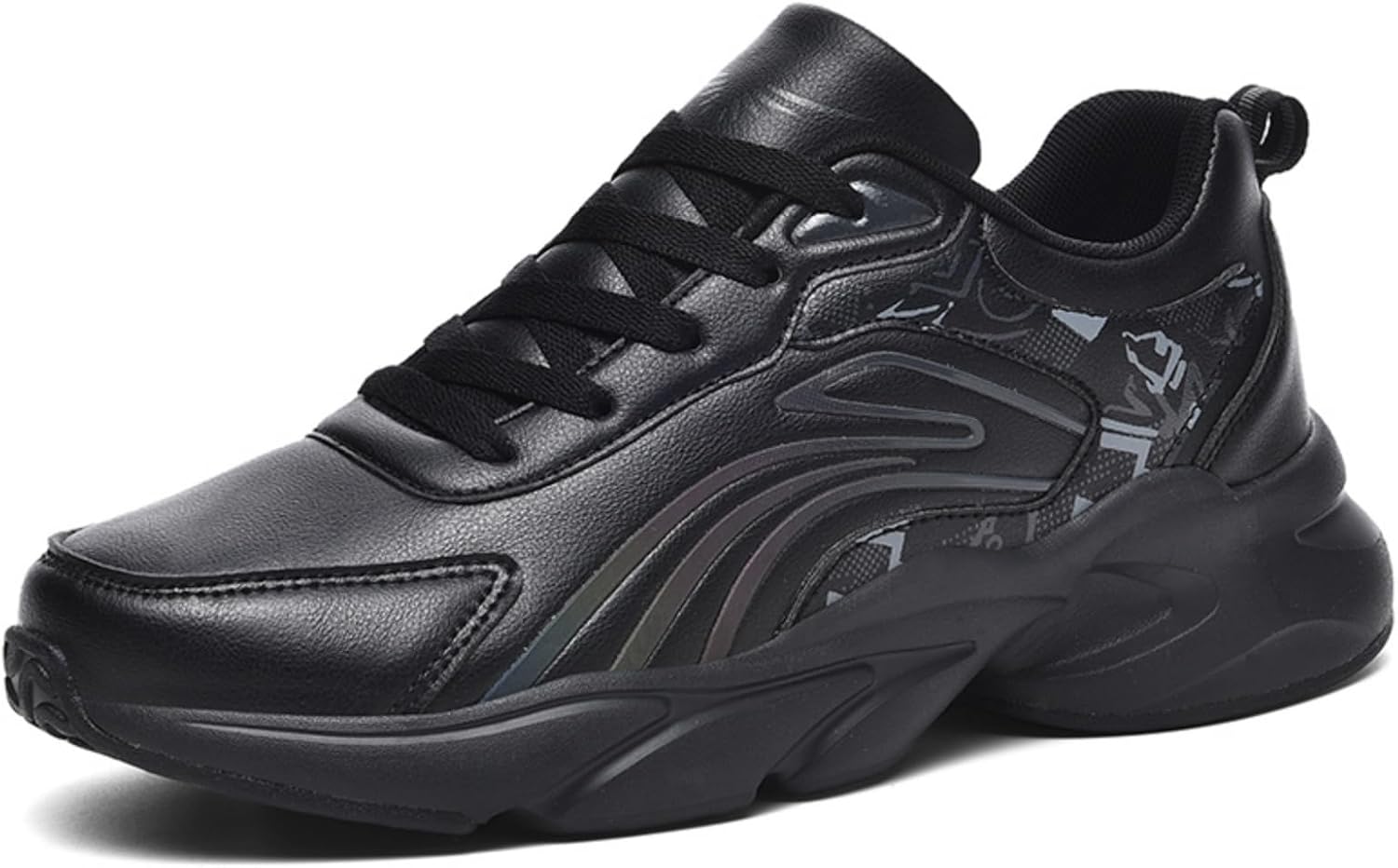 

Стильные и модные мужские кроссовки на высокой массивной подошве большого размера, удобные и легкие, подходят для повседневной носки и тенниса - и других видов спорта Khwfjas, черный