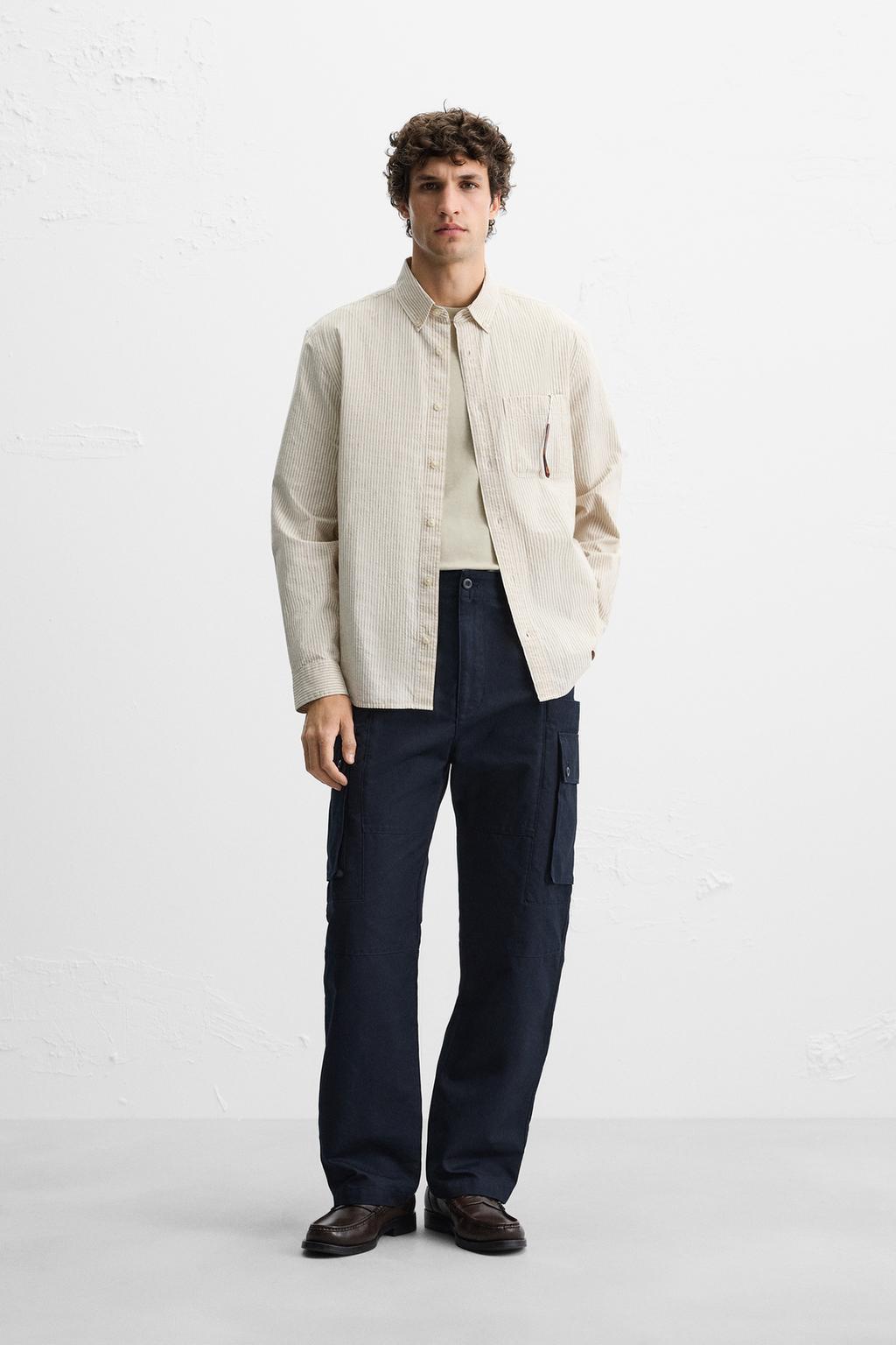 

Рубашка ZARA, бежевый