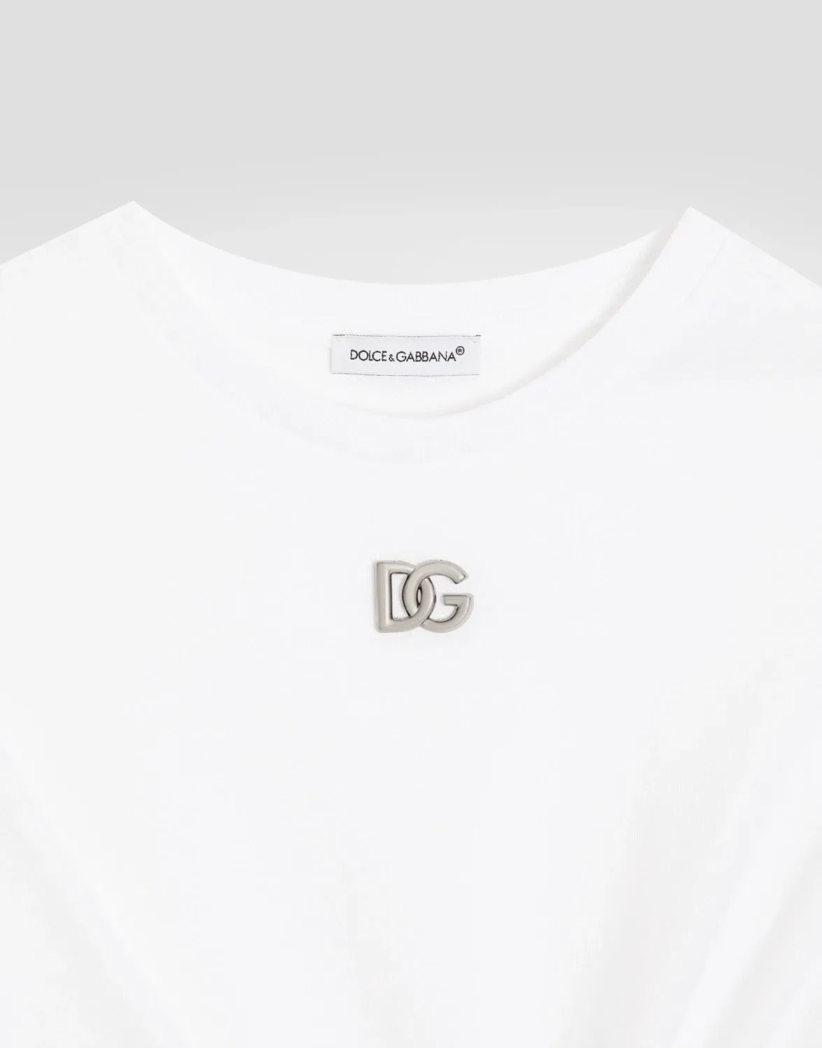 Футболка из джерси с металлическим логотипом DG Dolce&Gabbana, белый — фото 3