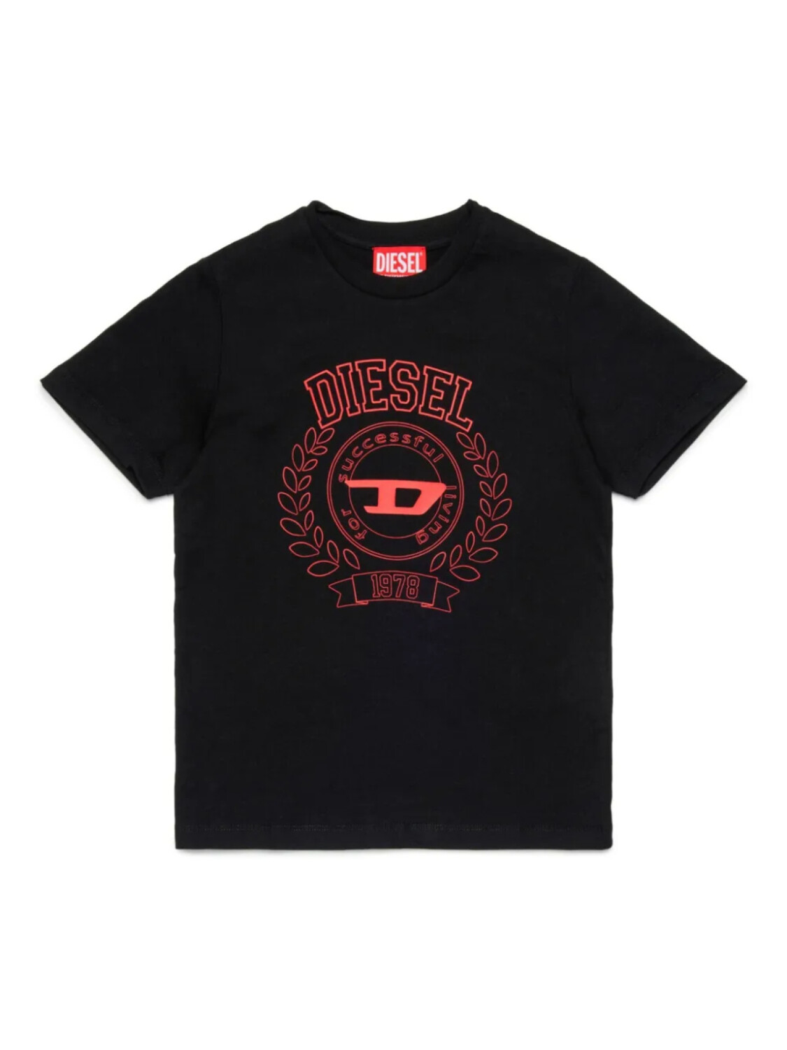 

Diesel Kids футболка с вышитым логотипом, черный