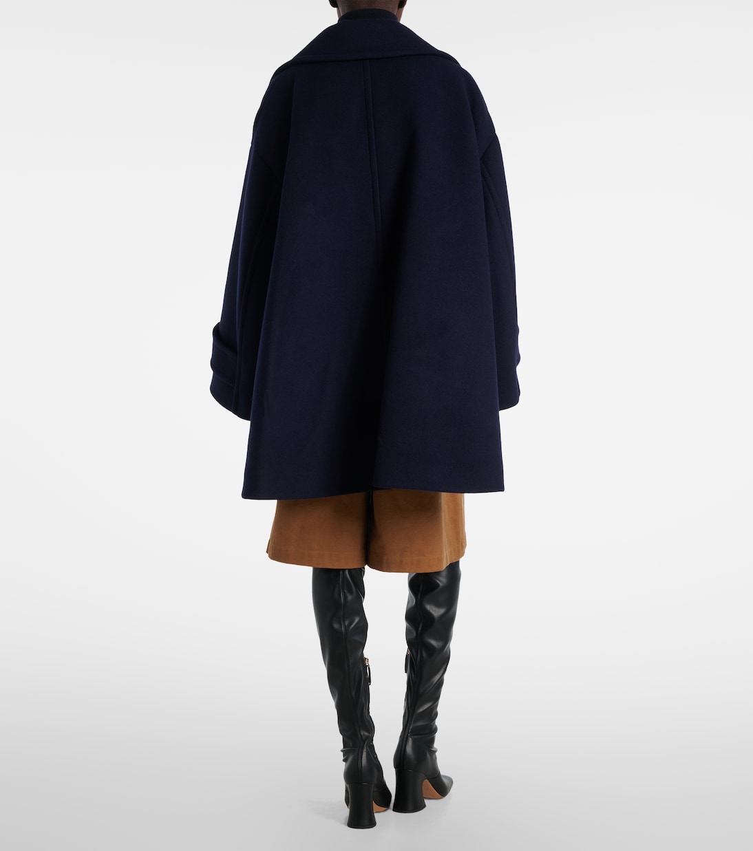 Двубортное пальто свободного кроя из смесовой шерсти Chloé, Evening Blue — фото 3