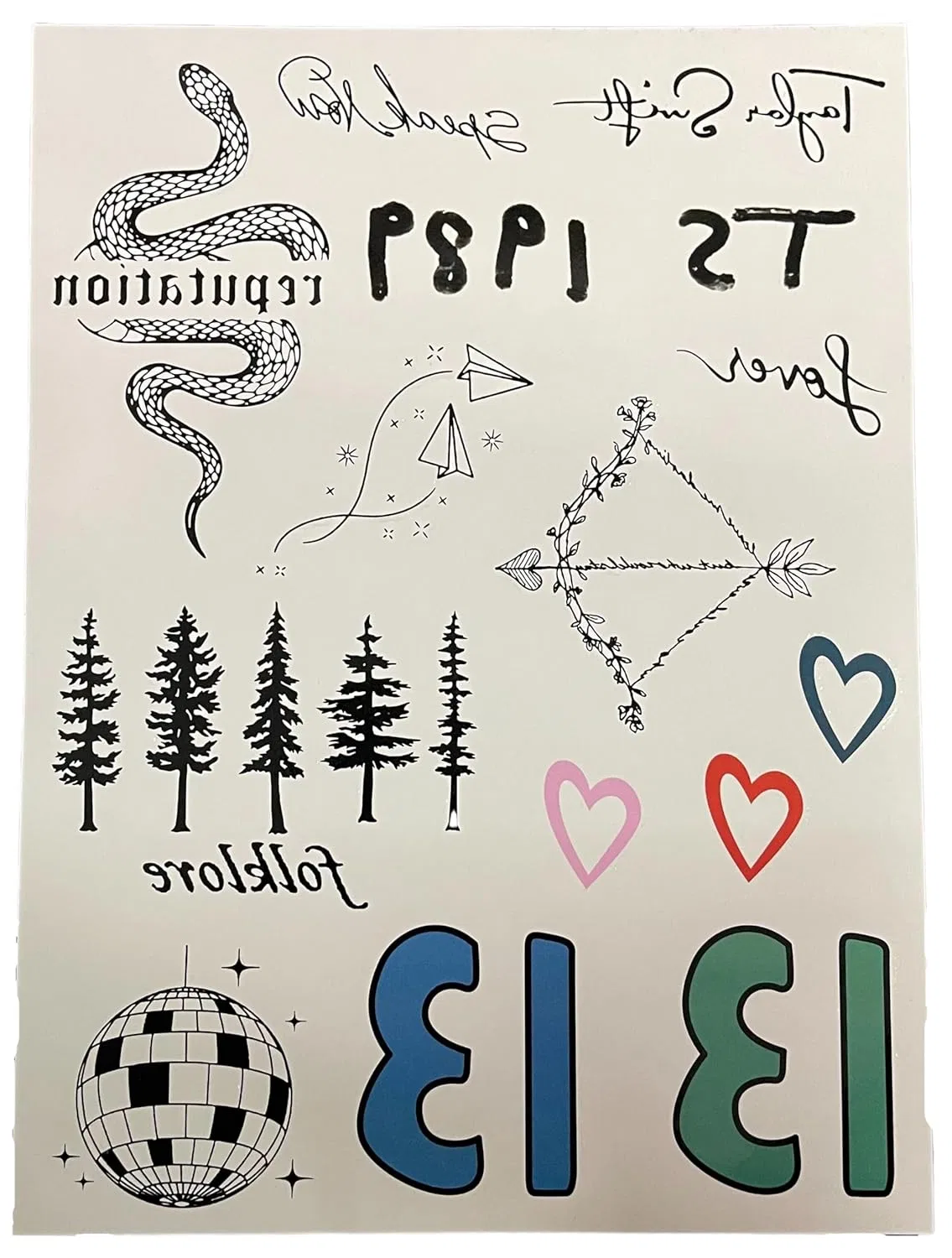 Набор временных татуировок «T-Swift Tay Tayla Swifties Tattoo Set» Costumeteers