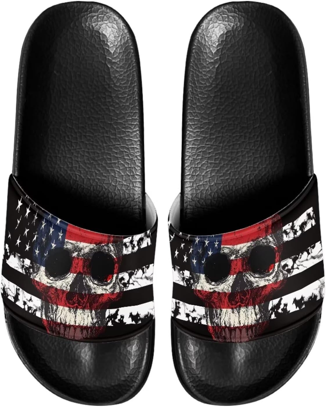 

Сланцы для мужчин, противоскользящие, быстро сохнущие, мягкие и легкие, с открытым носком Pugasmiru, American Flag Skull Print