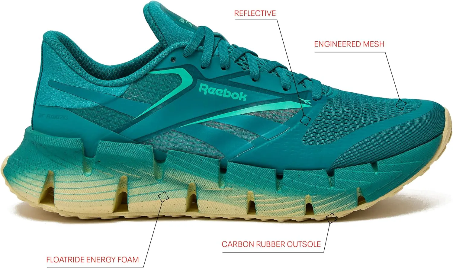 Мужские беговые кроссовки Reebok Floatzig, зеленый/белый — фото 4