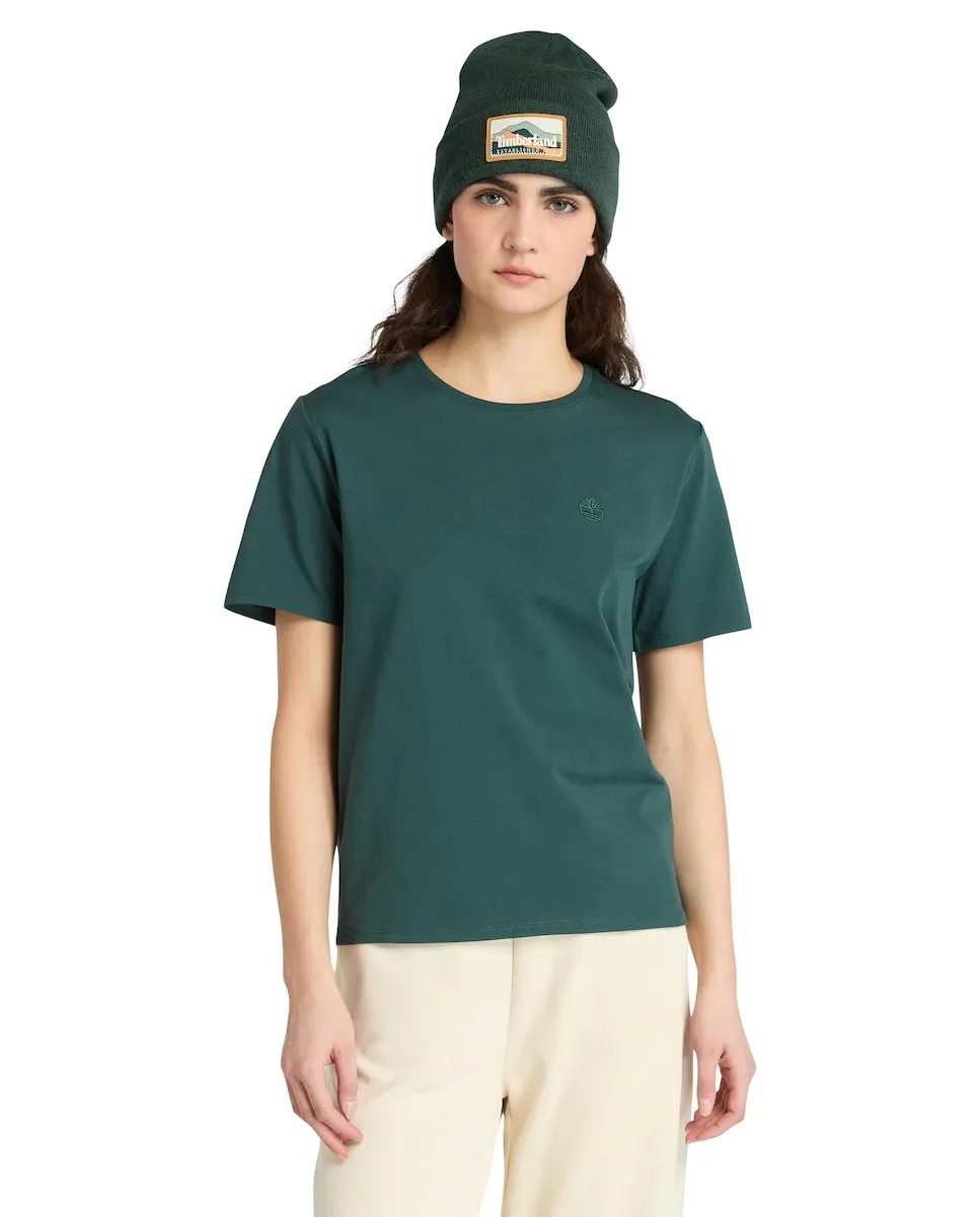 

Женская футболка с короткими рукавами и вышитым логотипом Timberland, темно-зеленый