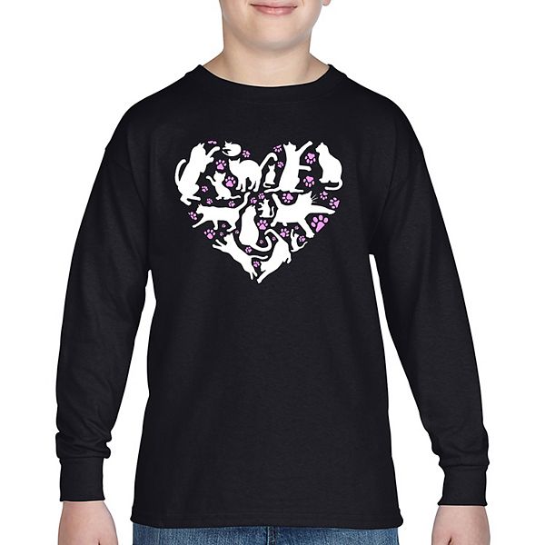

Футболка с длинным рукавом Cat heart для мальчика La Pop Art, Black