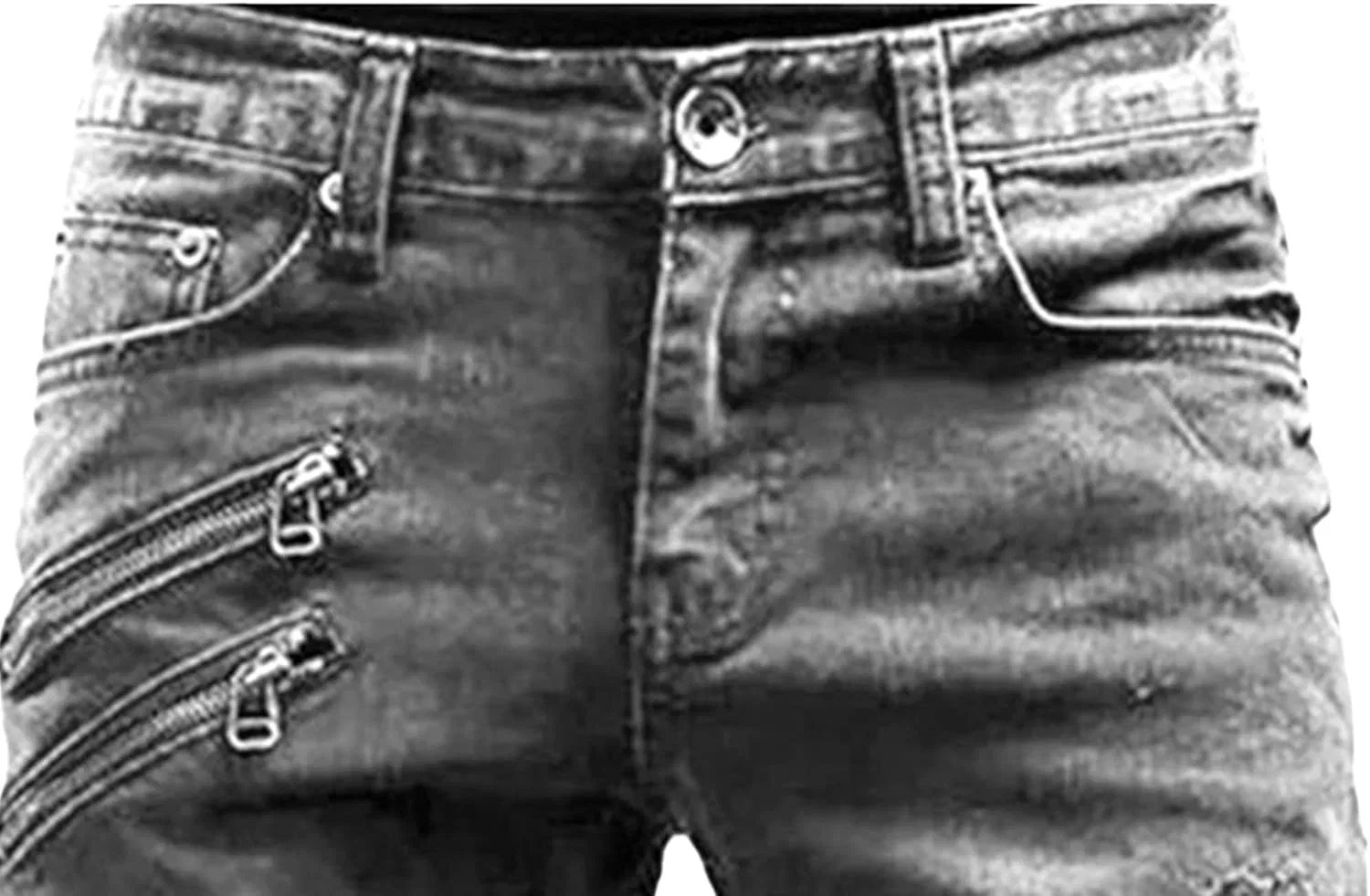Джинсы с потертостями, скинни, Punk Biker Style, серый — фото 3