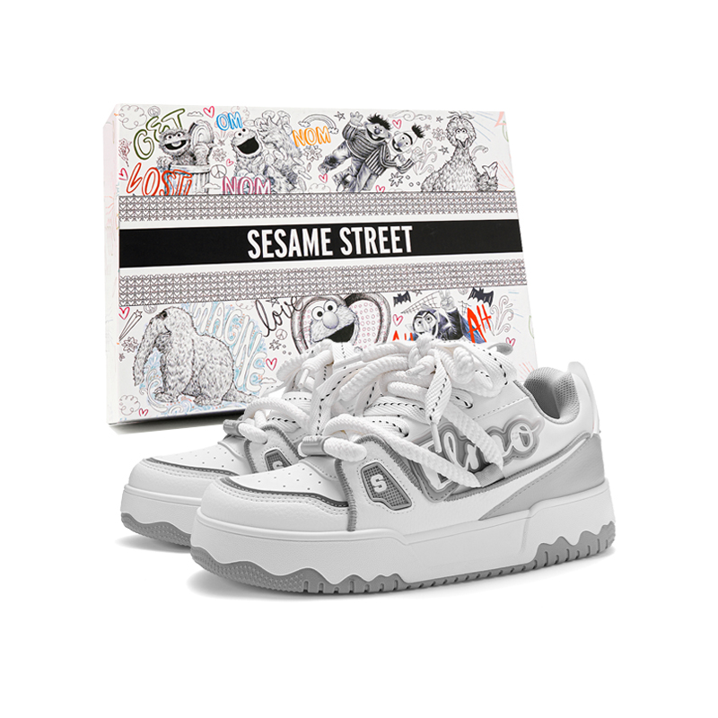 

SESAME STREET Низкие скейтерские кроссовки унисекс бело-серые, цвет Wealth Gray