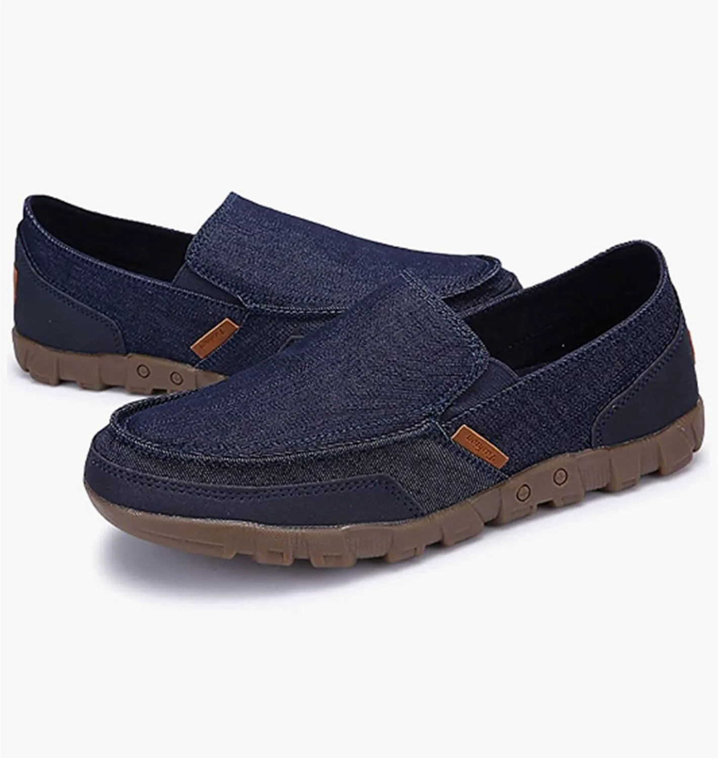 

Мужские легкие повседневные лоферы из холщовой ткани, удобные модные слипоны, парусиновые ботинки для улицы, дышащие, противоскользящие ходовые туфли Crepuscute, синий