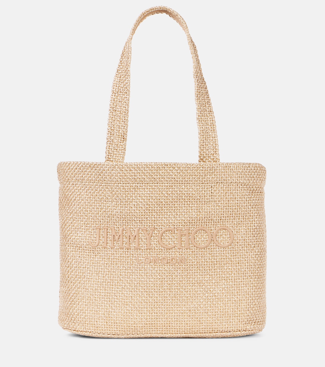 

Пляжная сумка Medium с вышивкой Jimmy Choo, Gold/Dark Cappuccino