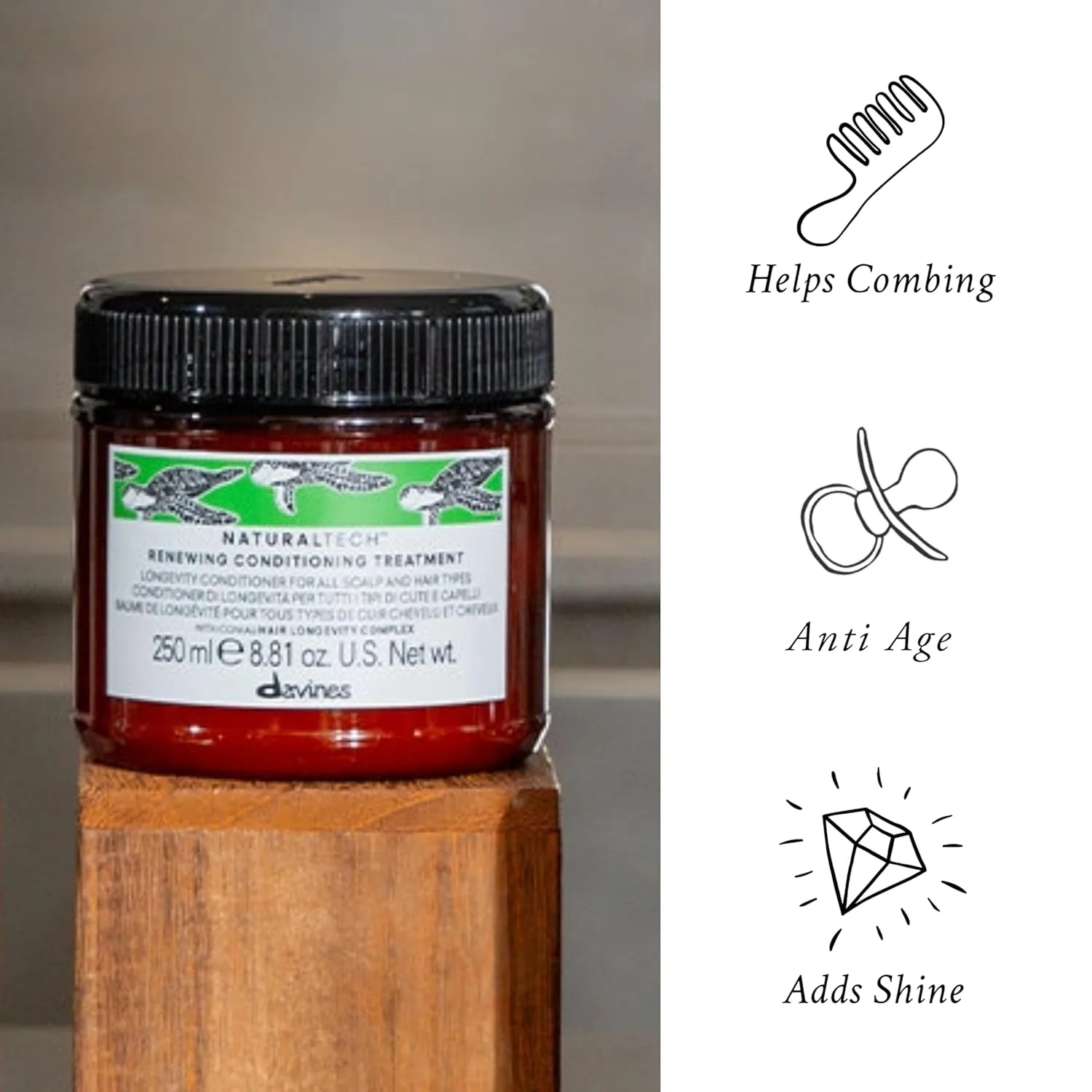 Davines Naturaltech Renewing Conditioning Treatment, антивозрастной уход для всех типов волос с комплексом Hair Longevity, 250 мл — фото 3