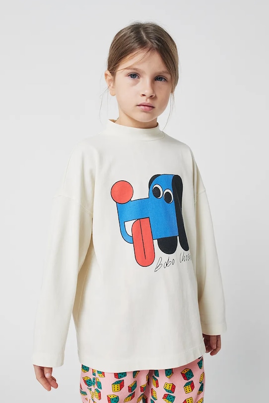 

Детская хлопковая футболка с длинным рукавом Doggy Mate Bobo Choses, белый