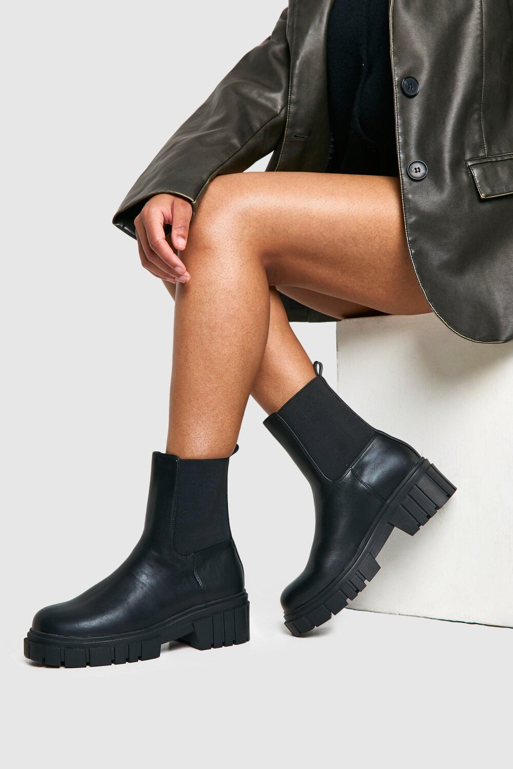 Ботинки-челси Boohoo на рифленой подошве, черный