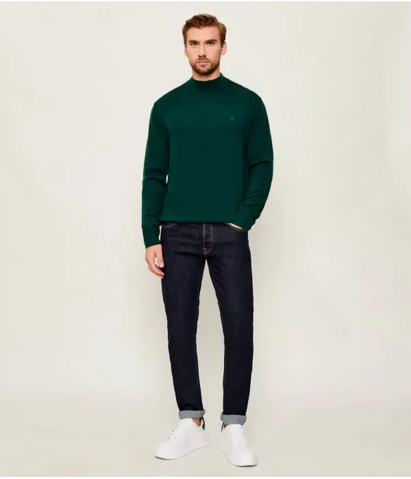 Шерстяная полуводолазка regular fit Calvin Klein, бутылочно-зеленый — фото 2