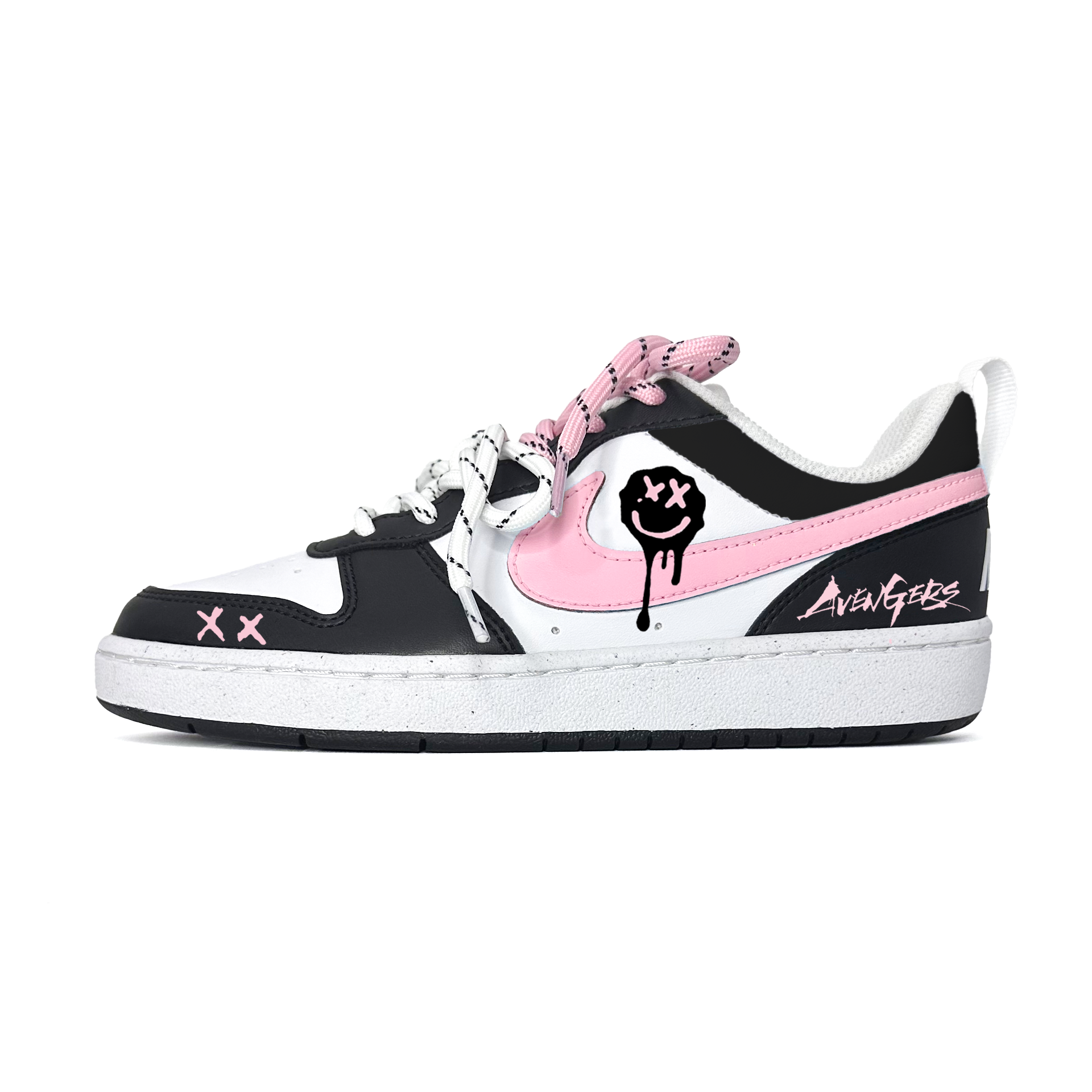 

Nike Court Borough LOW RECRAFT Slip Resistant Abrasion Resistant Low top Kids' Skateboarding Shoes Black Pink Teenagers
