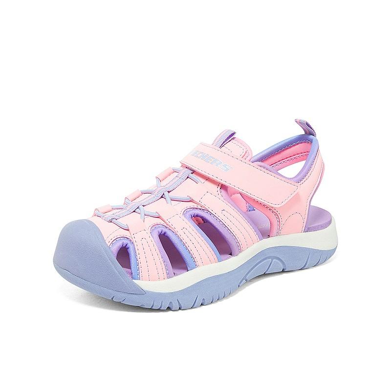 Skechers Kids Дышащие противоскользящие и износостойкие низкие детские сандалии pink multicolor для подростков — фото 2