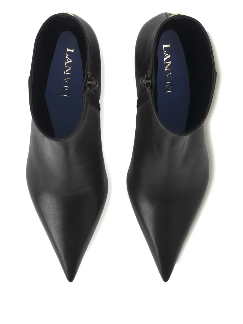 Ботильоны на скульптурном каблуке с заостренным носком Lanvin, черный — фото 4