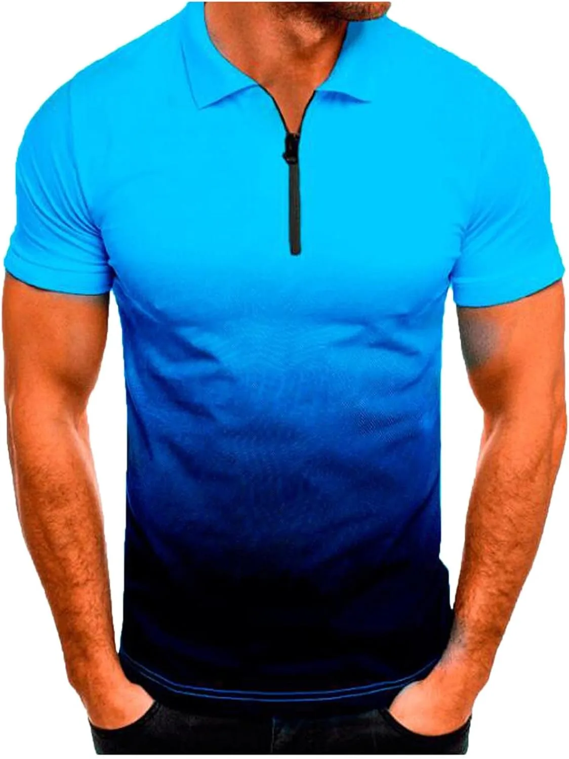 

Летняя рубашка Muscularfit для мужчин Casual с коротким рукавом, градиентная, Regular-Fit