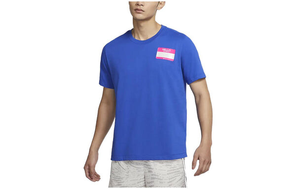 Футболка Nike Dri-fit Back Cartoon Alphabet Pattern Printing Round Neck Breathable Running Short Sleeve Blue, мультиколор — фото 2