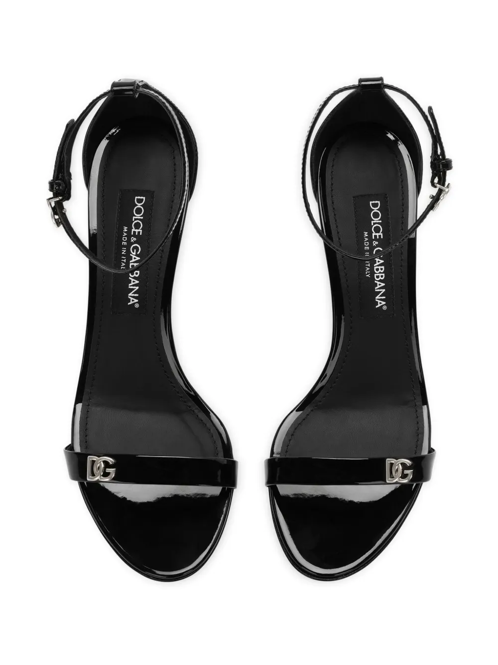 Лакированные босоножки с логотипом DOLCE & GABBANA, черный — фото 4