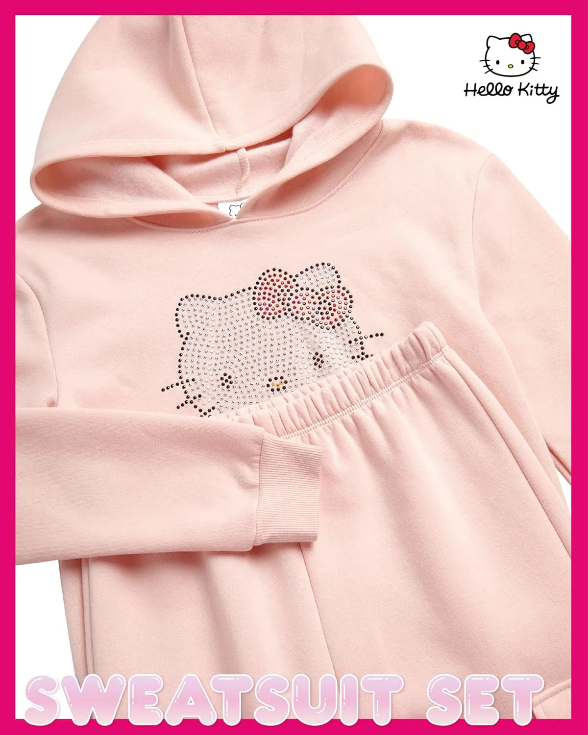 Детский спортивный костюм Hello Kitty, 2 предмета: худи и карго штаны, English Rose — фото 2