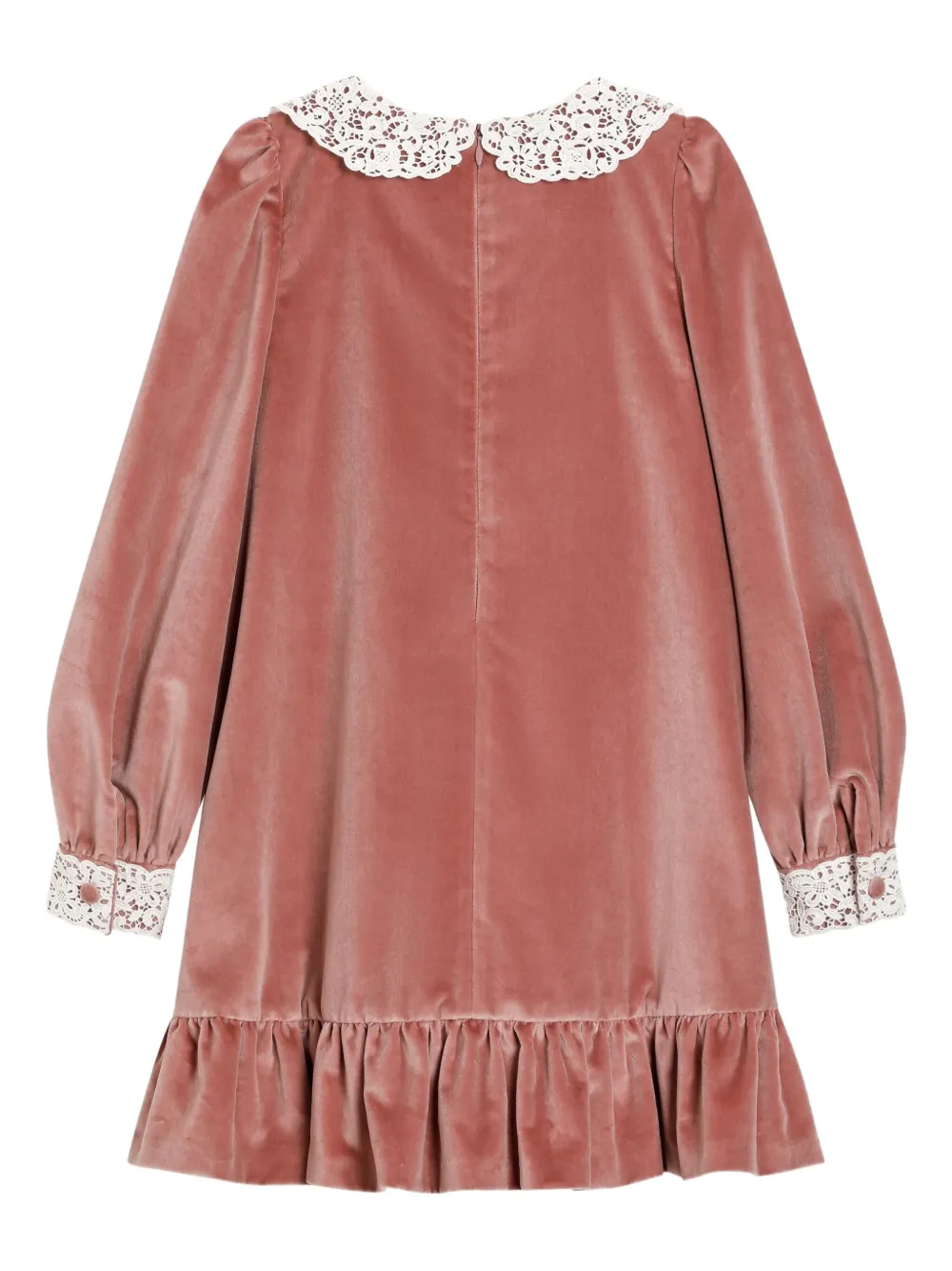 Бархатное платье с кружевом Dolce & Gabbana Kids, розовый — фото 2
