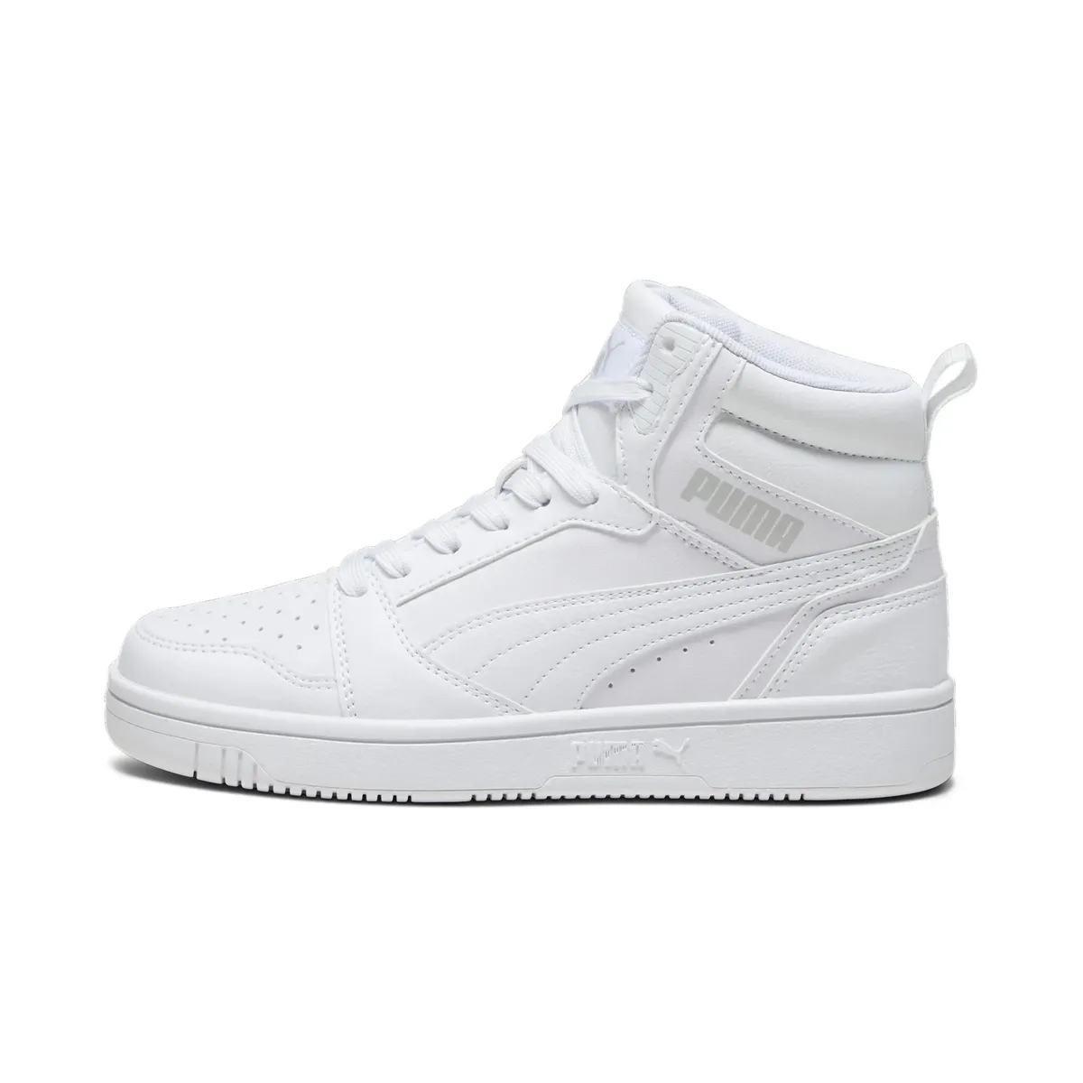 Кроссовки PUMA "REBOUND V6 MID JR", цвет Puma White-Cool Light Gray — фото 2