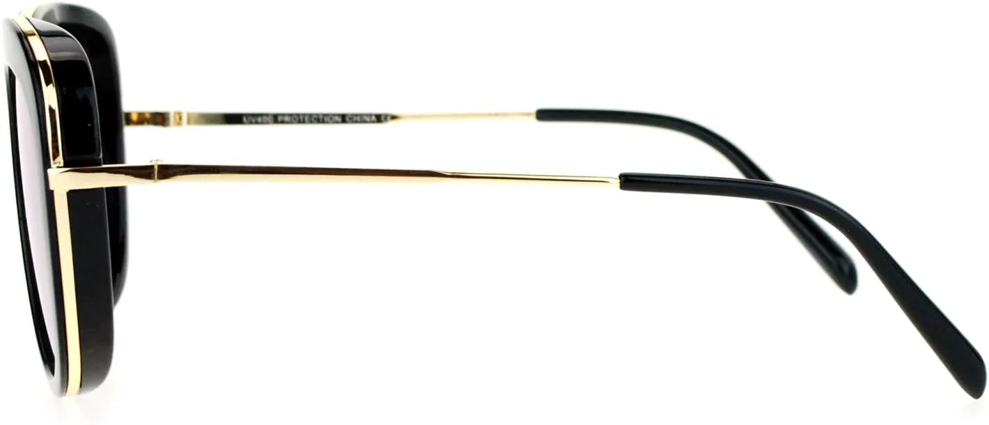 

Винтажные ретро солнцезащитные очки для женщин, двойная квадратная оправа, зеркальные линзы, защита от ультрафиолета UV400 JuicyOrange, Black Gold (Orange Mirror)