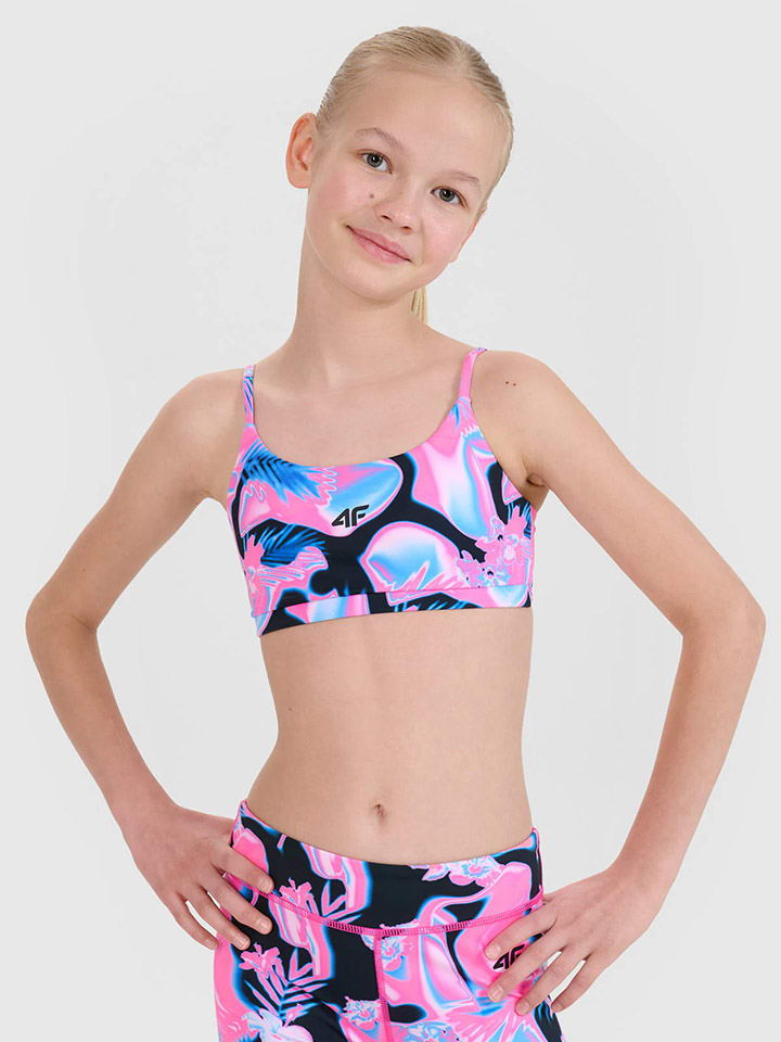 

Спортивный бюстгальтер розового/черного/голубого цвета - Низкий 4F