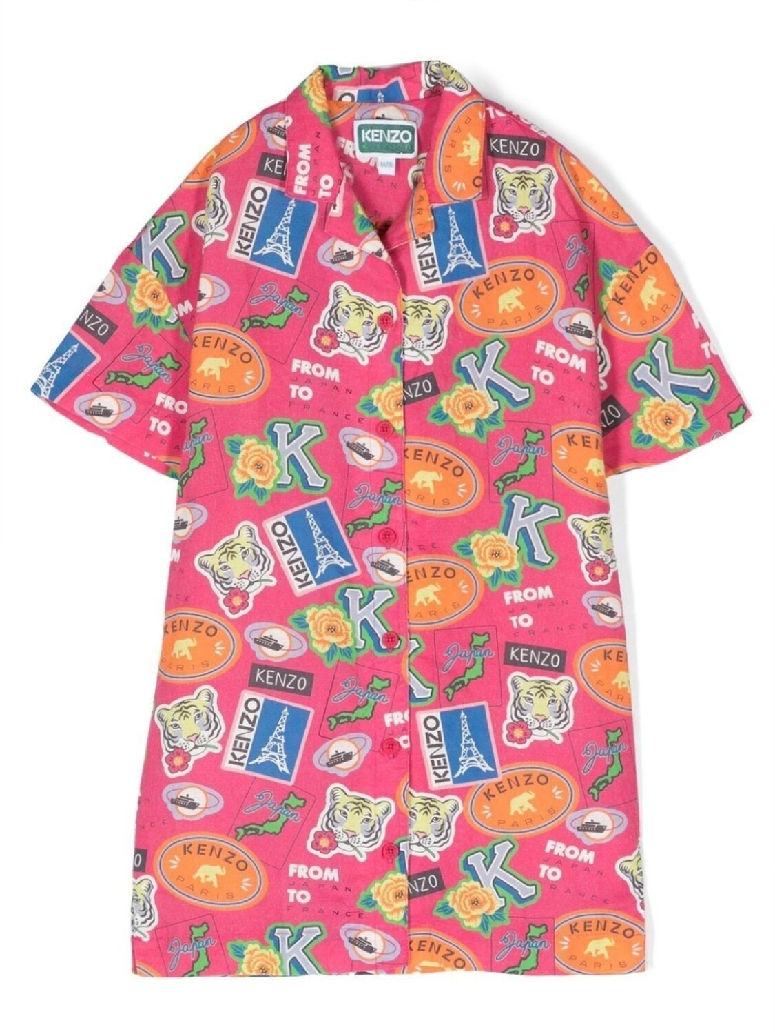 

Kenzo Kids платье-рубашка с логотипом, розовый