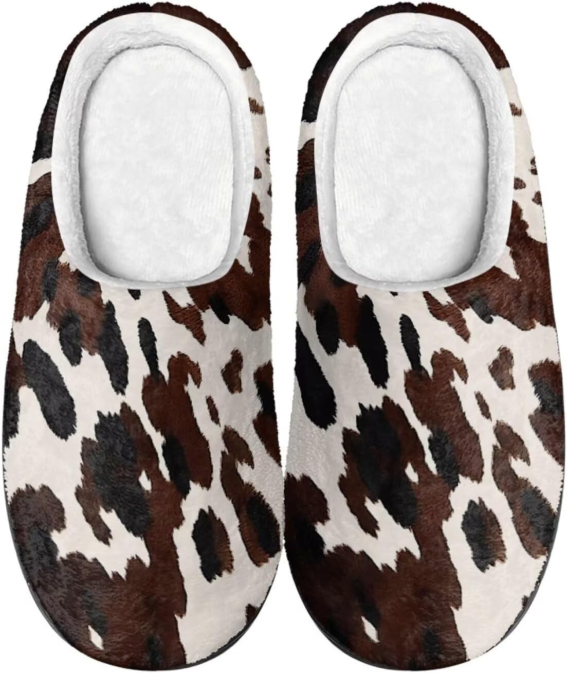 

Тапочки Mintulipy для женщин и мужчин для дома и улицы, пушистые тапочки для спальни, Brown Cowhide Print