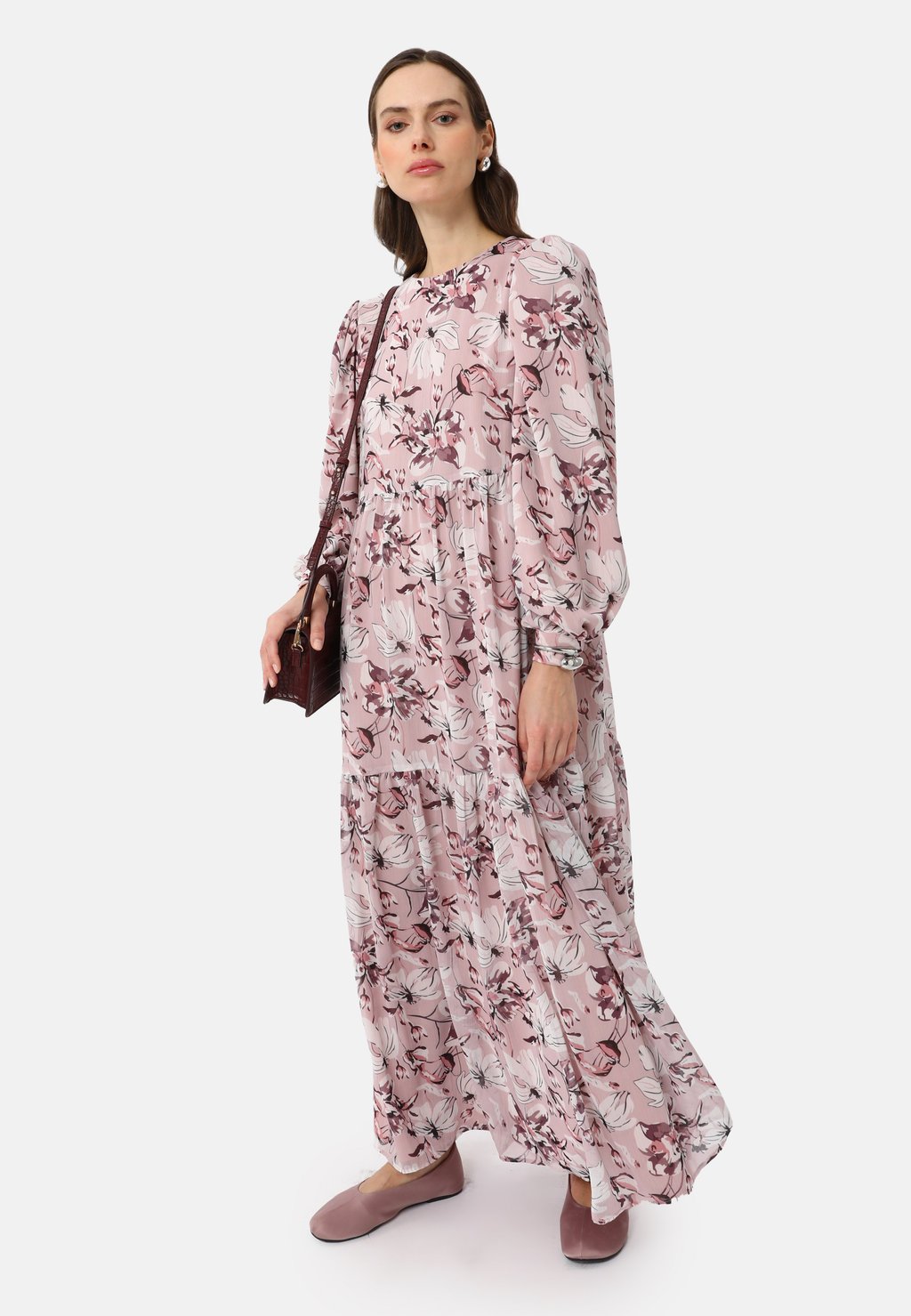 

Платье макси PATTERNED - MODEST - BENIN Modanisa, розовый