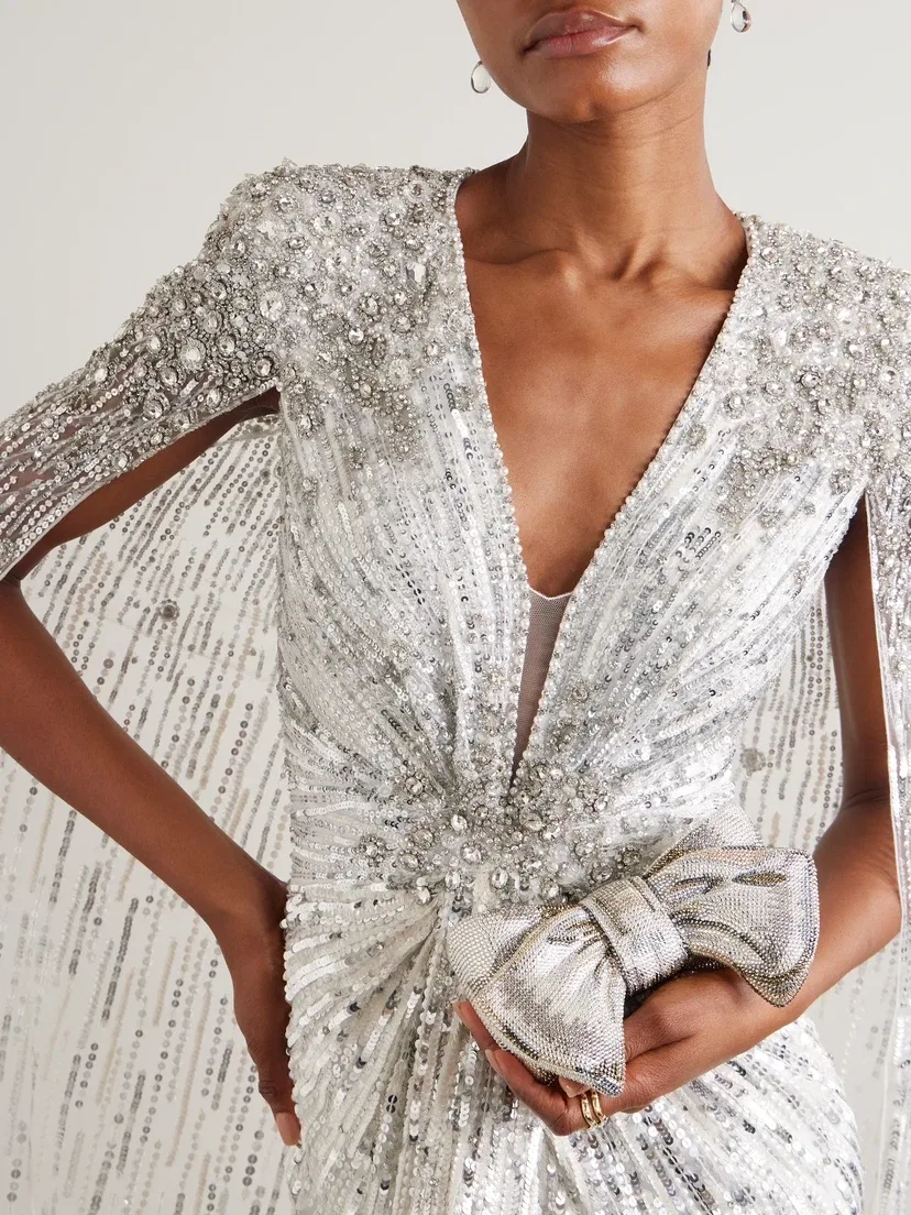Класть Bow Just for You с кристаллами, серебристого цвета JUDITH LEIBER COUTURE, серебряный — фото 2