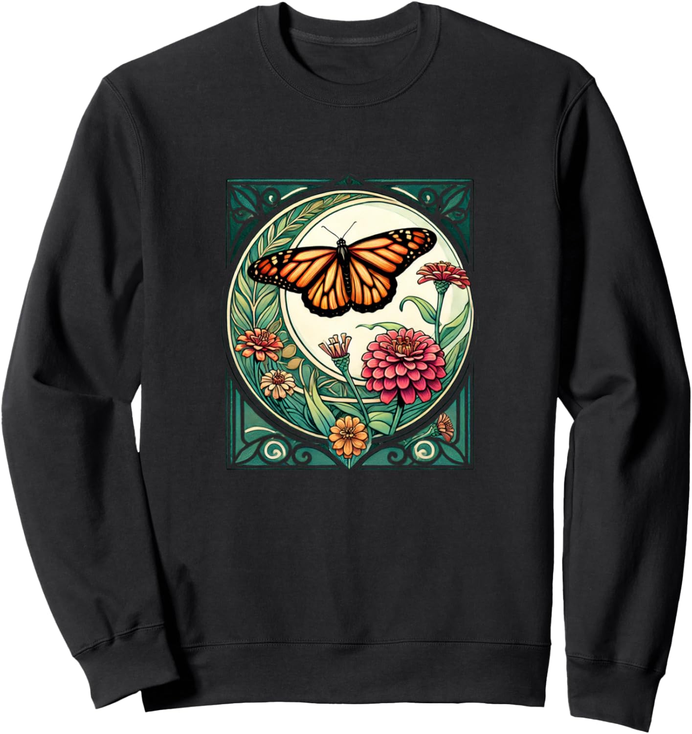 

Иллюстрация бабочки-монарха в стиле модерн. Толстовка с изображением бабочки-монарха Retro Butterfly Lovers Snugg, черный