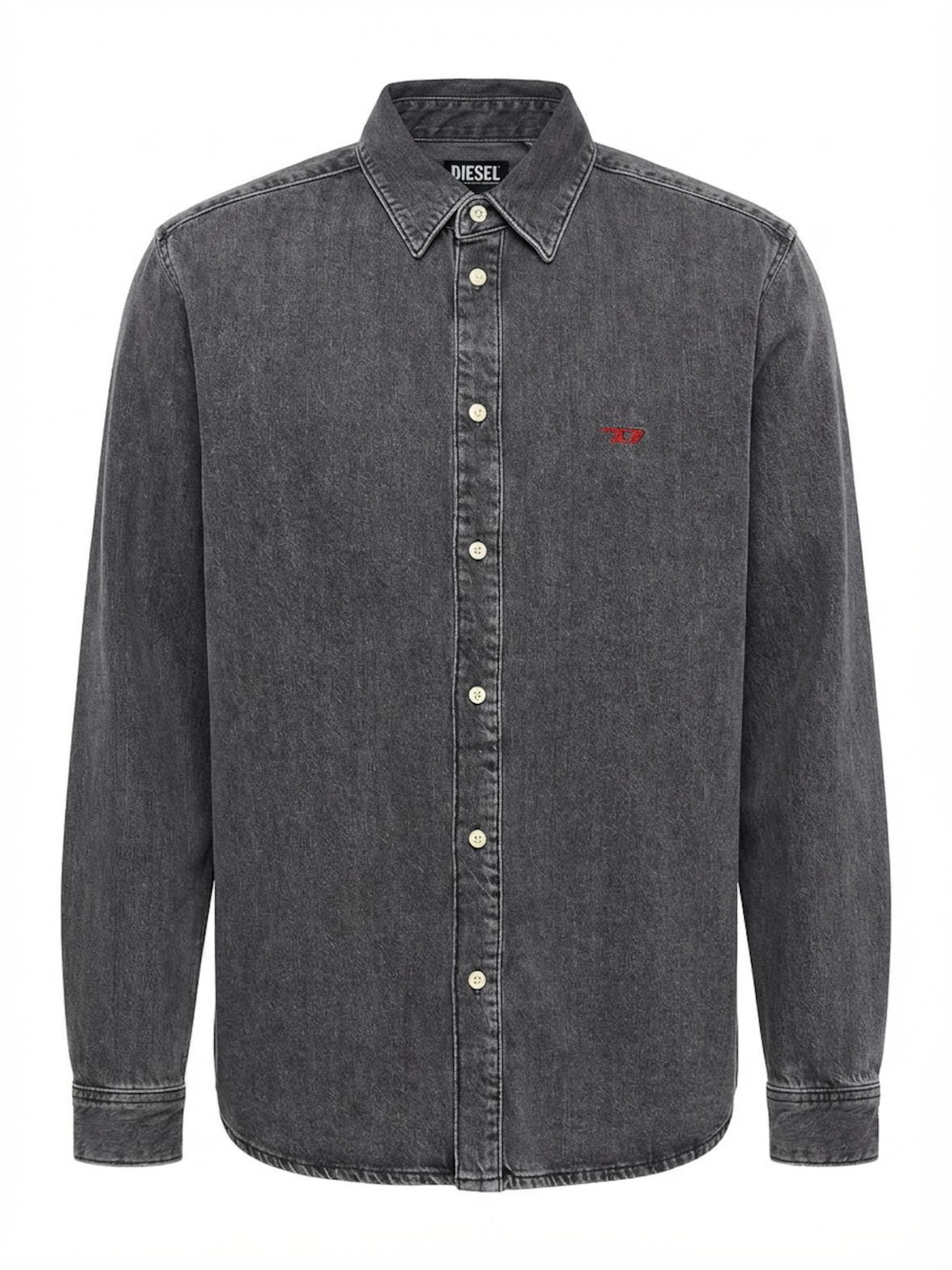 DIESEL Рубашка на пуговицах 'D-SIMPLY' серого цвета Regular fit
