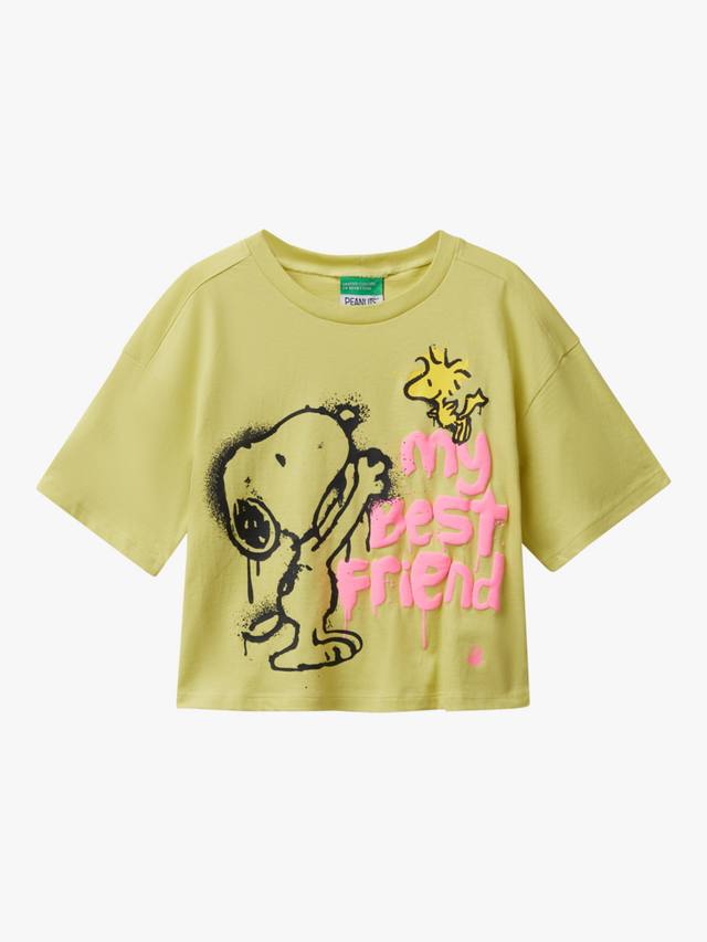 

Детская хлопковая футболка с коротким рукавом и принтом Snoopy Benetton, Green