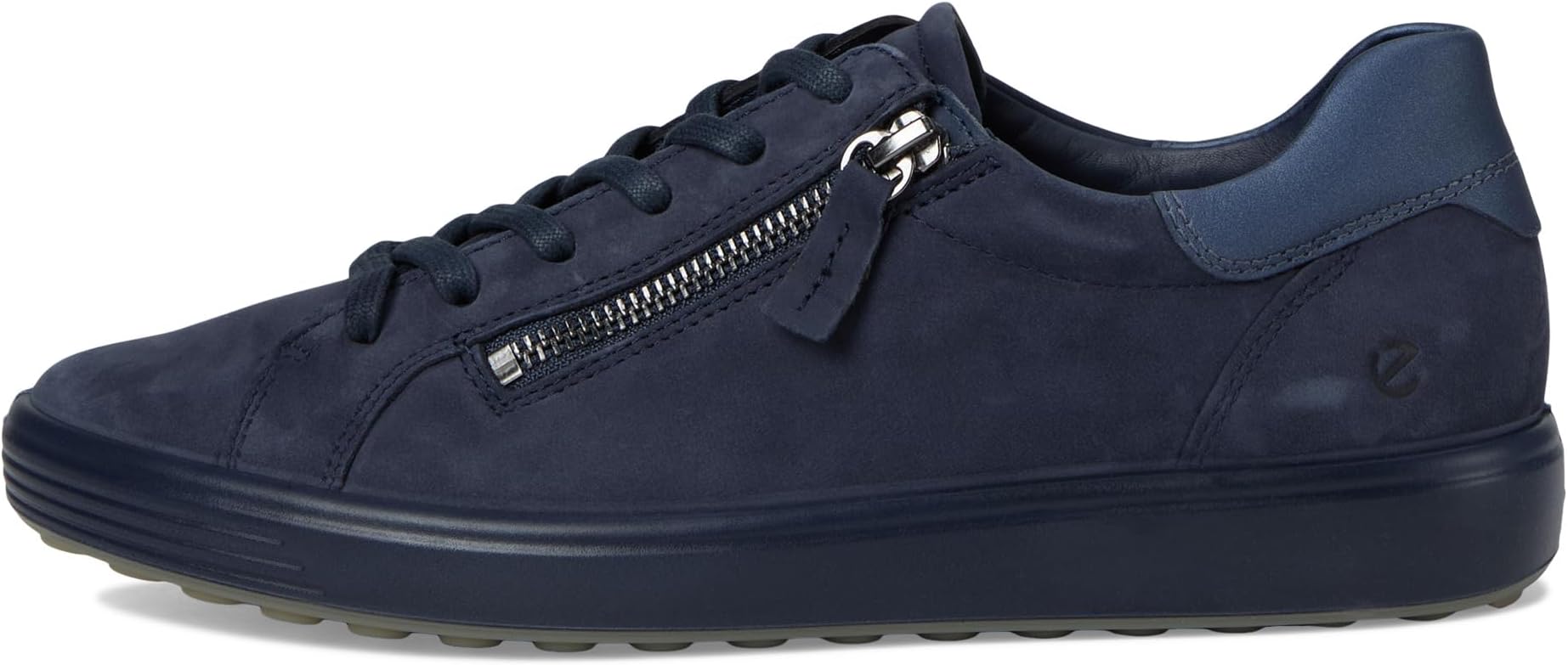 Кроссовки ECCO Soft 7 Side Zip Lace Sneakers, цвет Marine Nubuck/Greystone Metallic — фото 4