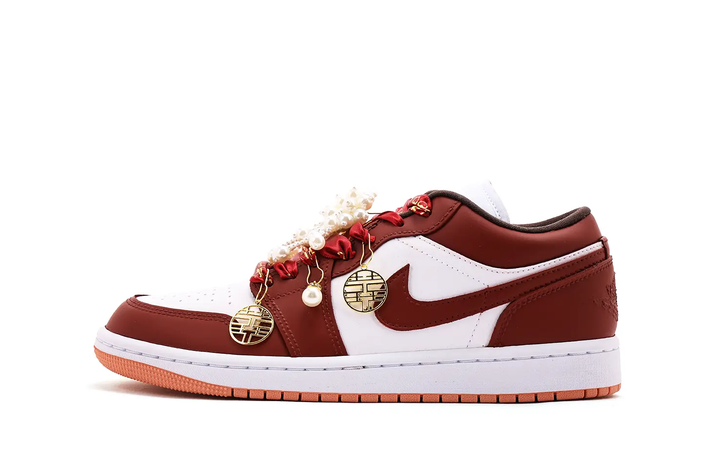 

Air 1 устойчивые к истиранию поддержка низкие кроссовки Vintage Basketball Shoes Unisex Jordan, красный/белый