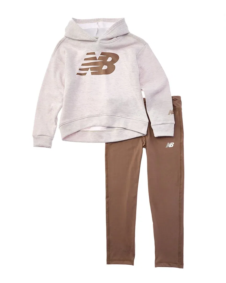 Комплект New Balance из 2 предметов: худи и леггинсы, коричневый — фото 2