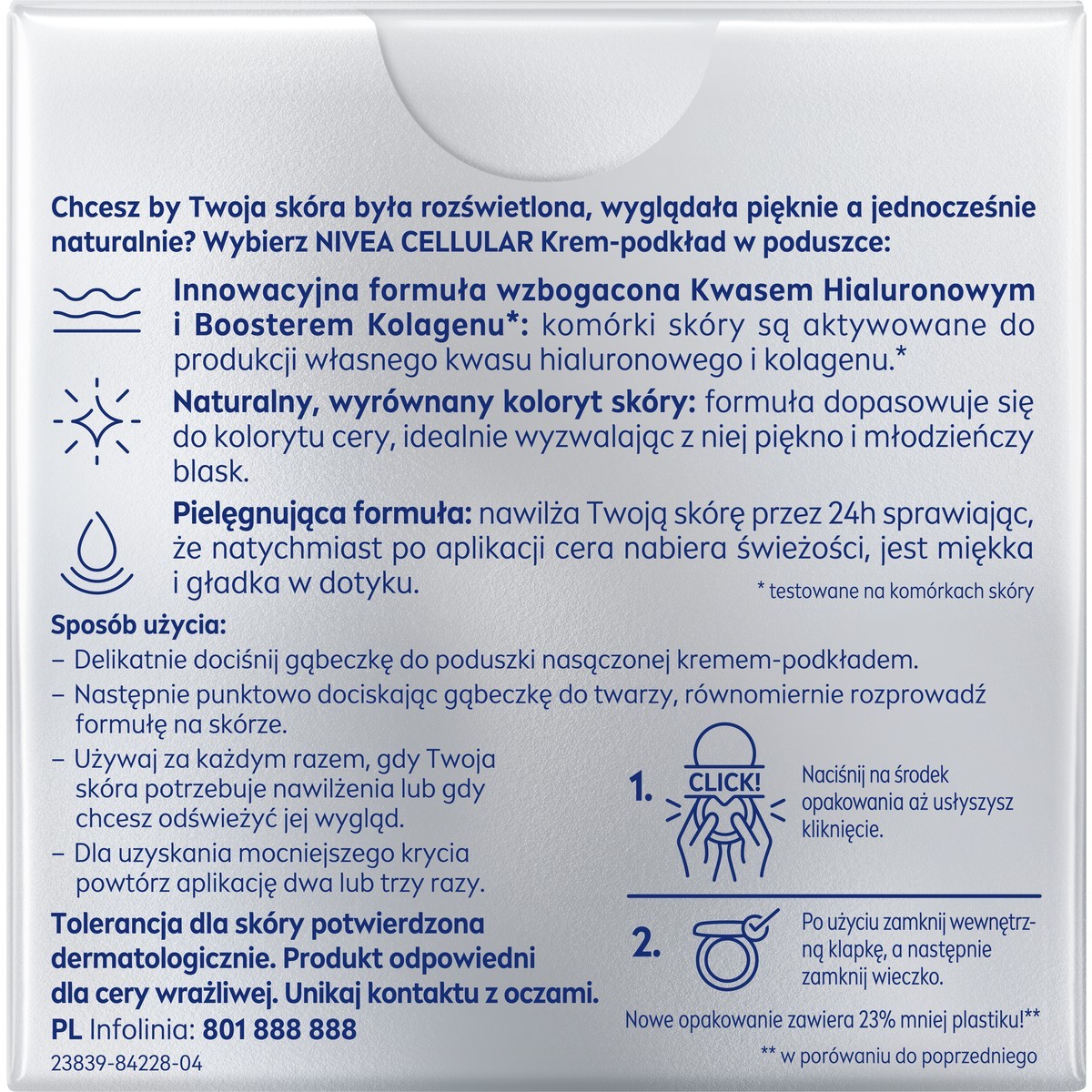 Пудра для лица cellular expert finish 3in1 pflege cushion dunkel Nivea, 1 - hell, объем 15 мл — фото 2