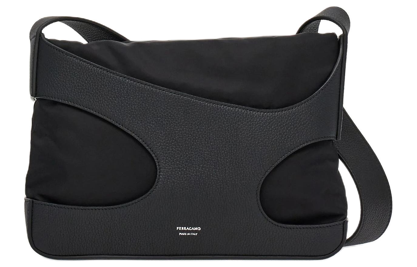 

Ferragamo Сумка через плечо Hammered Calfskin With Textile, кроссбоди мужская black