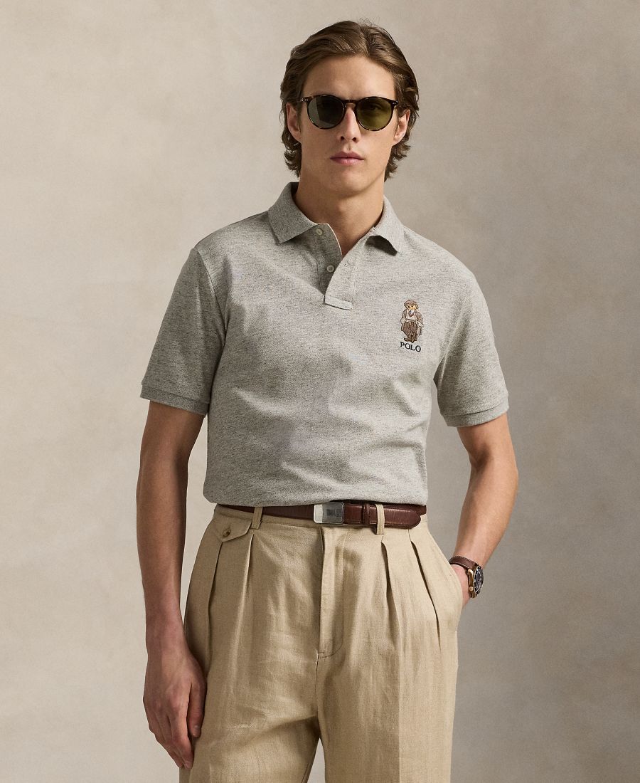 

Мужская классическая рубашка-поло с сетчатой вставкой в виде медведя Polo Ralph Lauren, Loft Heather Hrtg Bear