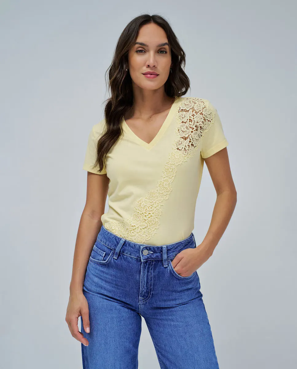 

Женская футболка с кружевом Salsa Jeans, желтый