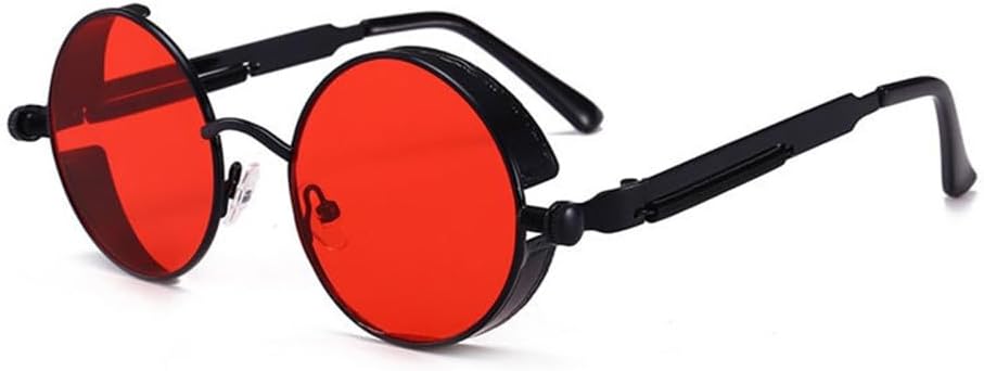 

Винтажные красные солнцезащитные очки в стиле стимпанк для мужчин, круглые, из сплава металла, ретро-солнцезащитные очки для женщин, готические солнцезащитные очки VFDHN, 2 Black Red