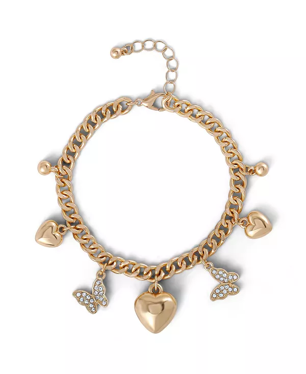 

Браслет золотистого цвета с сердцем и бабочкой Jessica Simpson, gold