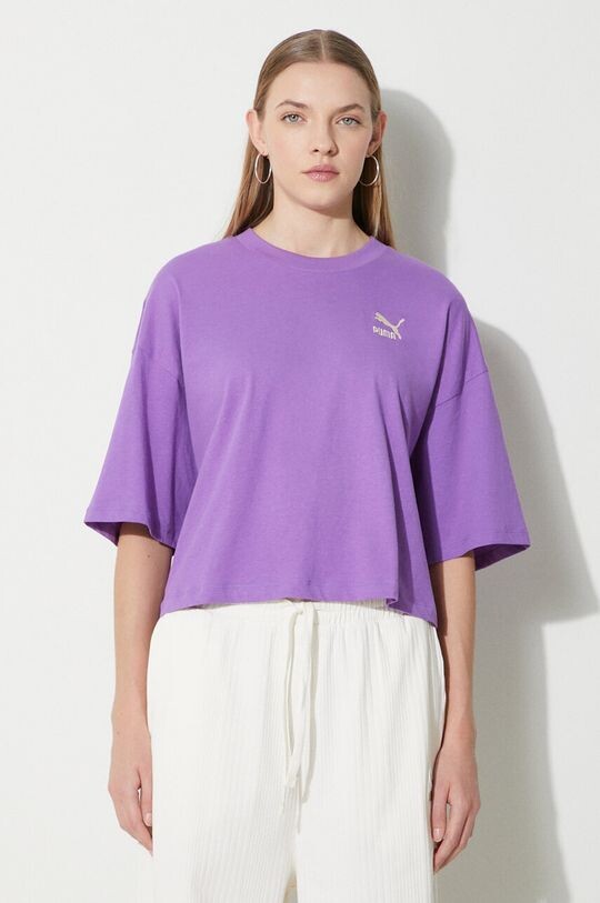 Хлопковая футболка Puma, фиолетовый